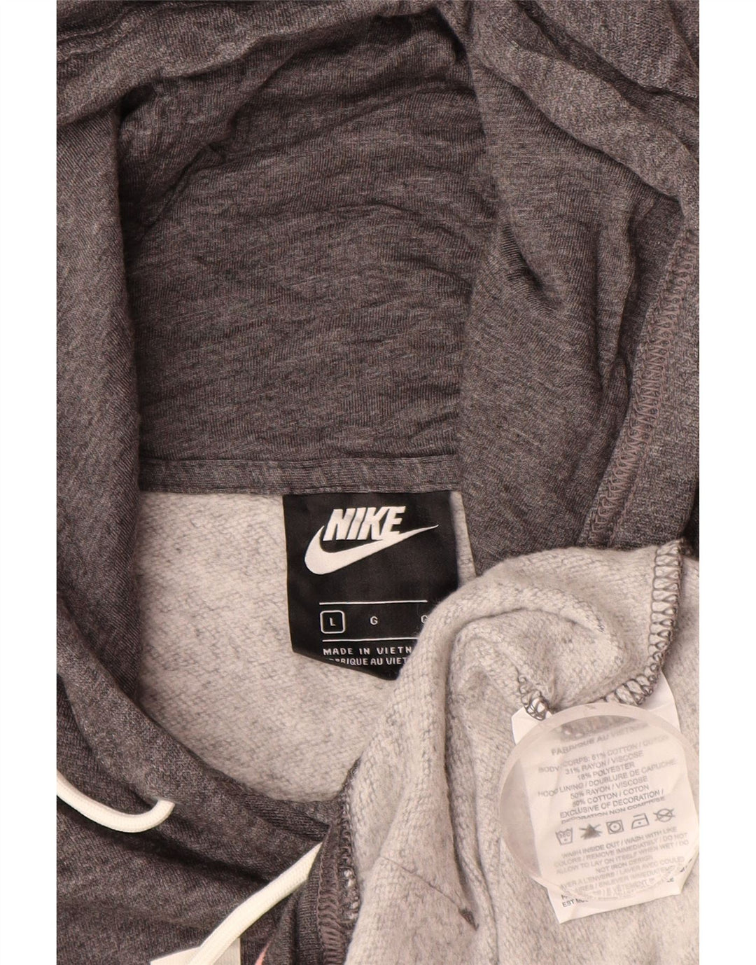 NIKE Womens Graphic Hoodie Pullover UK 16 Große graue Baumwolle