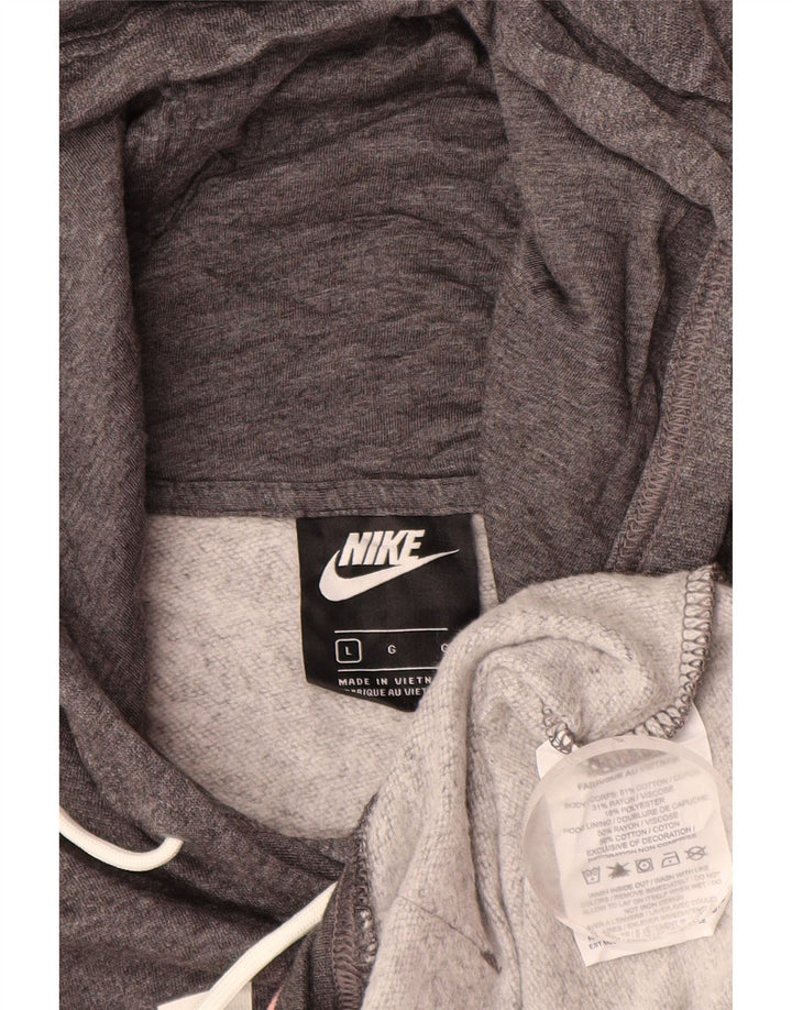 NIKE Womens Graphic Hoodie Pullover UK 16 Große graue Baumwolle