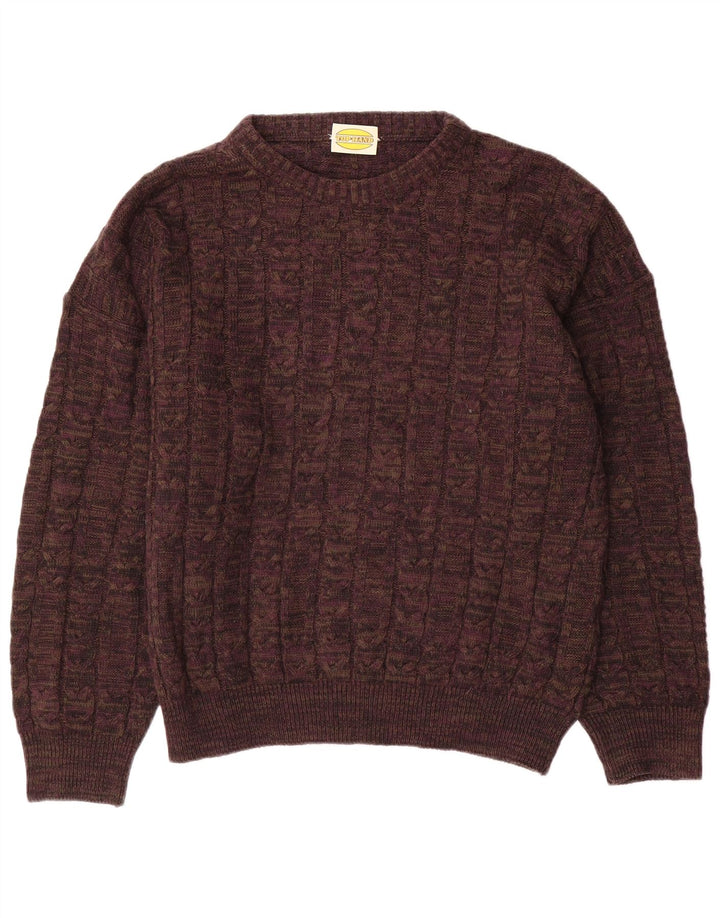 Vintage Herren-Pullover mit U-Boot-Ausschnitt, große braune Wolle