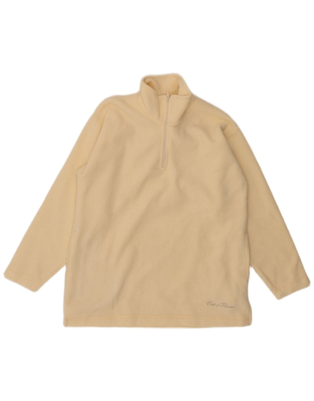 VINTAGE Herren-Fleecepullover mit Reißverschluss am Hals, mittelgroß, gebrochenes Weiß