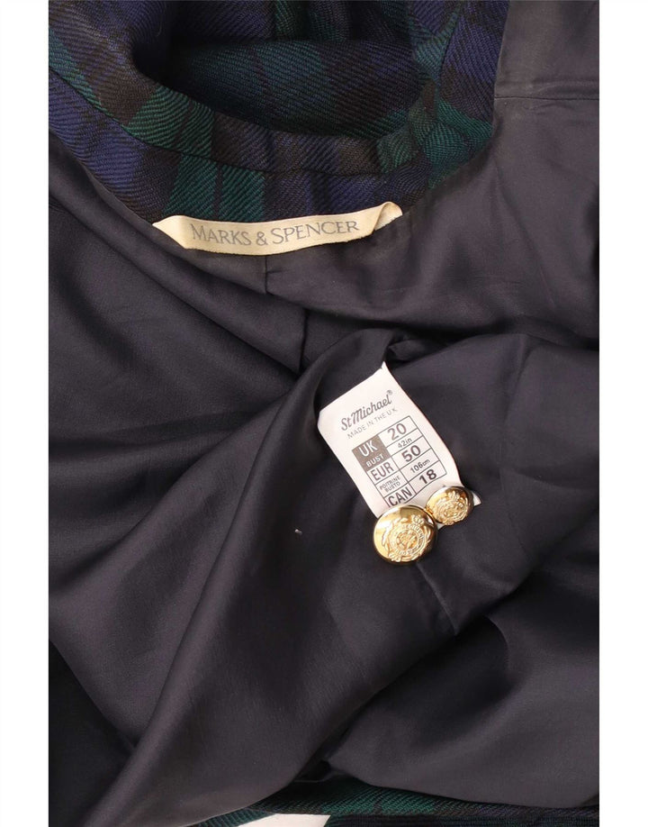 Marks & Spencer Herren Zweireihiger Blazer Jacke UK 44 2XL Grün kariert