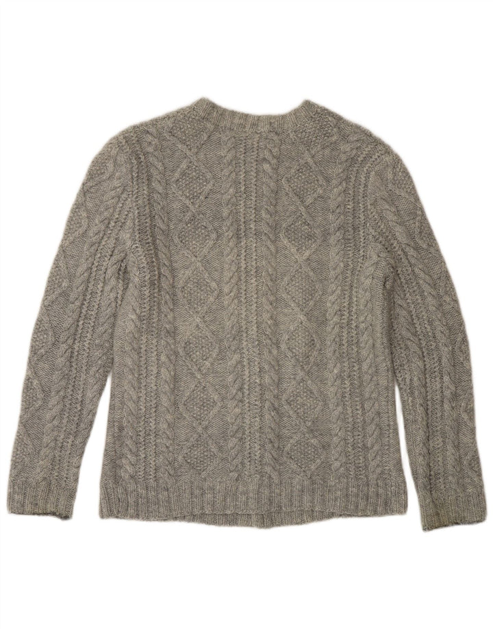 VINTAGE Damen Strickjacke Pullover UK 10 Klein Grau