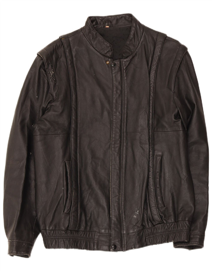 Vintage Herren Lederjacke IT 52 XL Schwarz