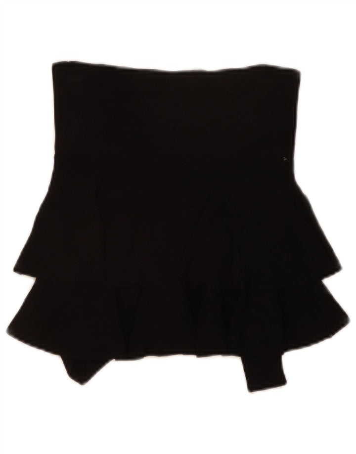 ZARA Damen Mini-Stufenrock, Größe S, W28, Schwarz, Viskose
