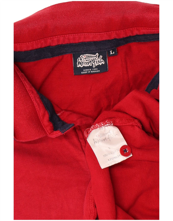 Weird Fish Herren-Poloshirt, groß, rote Baumwolle