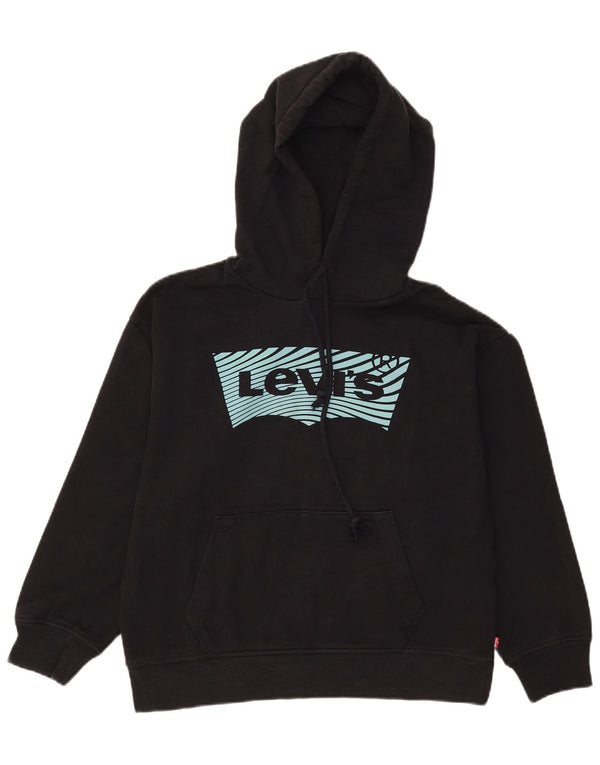 LEVI'S Damen-Kapuzenpullover mit Grafik, übergroß, Gr. 10, Größe S, Schwarz, Baumwolle
