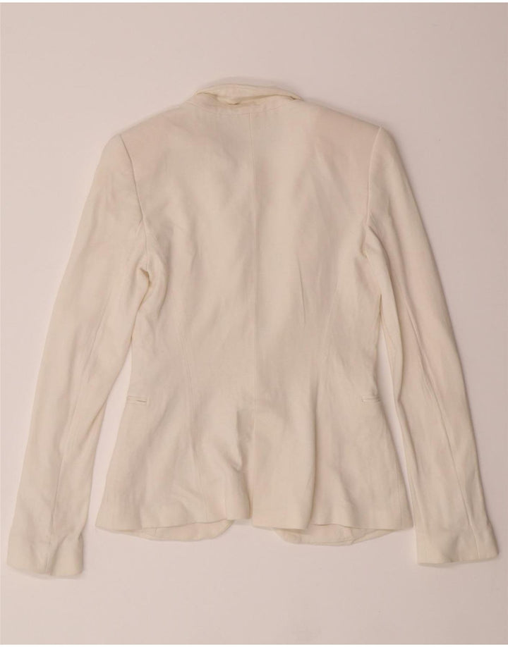 ZARA Womens 1 Button Blazer Jacket UK 6 XS White Viscose Vintage Zara and Second-Hand Zara from Messina Hembry 