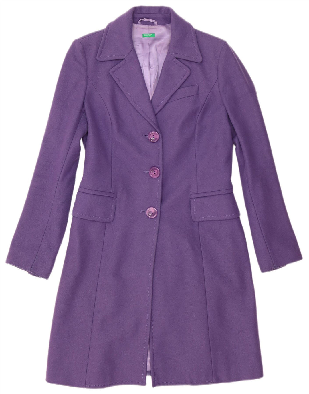 Benetton Damen 3-Knopf-Longline-Blazerjacke UK 12 Mittelviolett