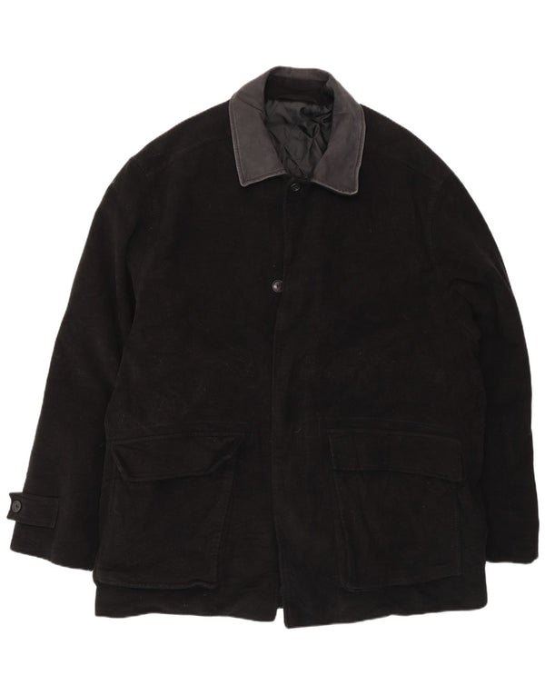 Marks & Spencer Herrenmantel UK 44 2XL Schwarze Baumwolle