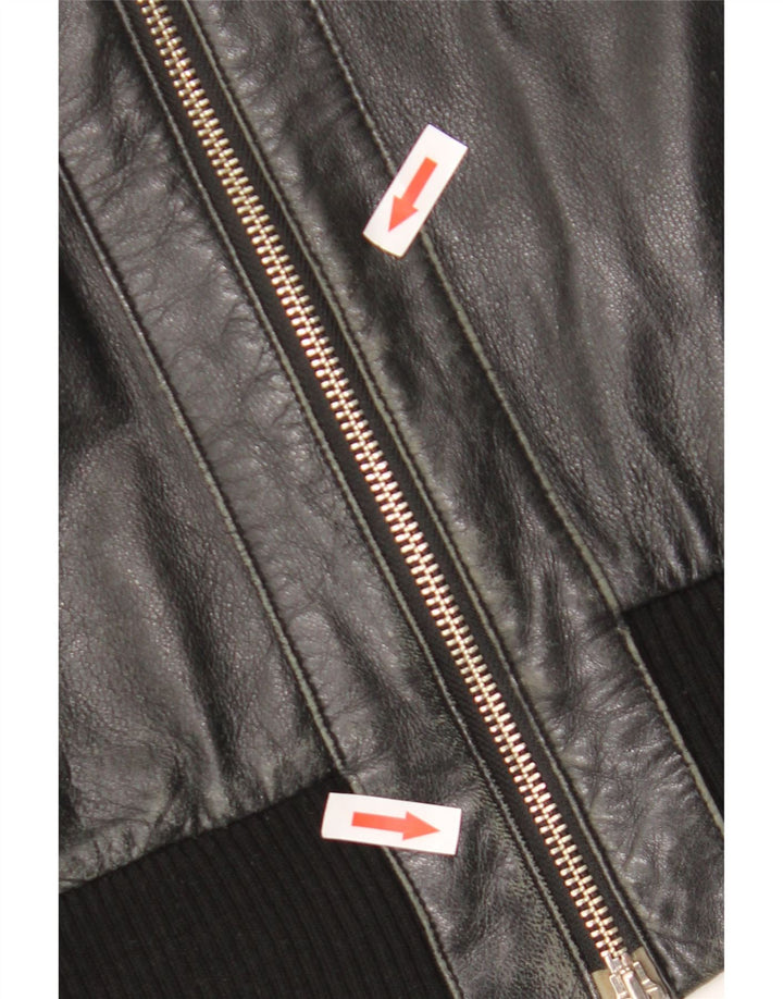 Sasch Damen Crop Lederjacke UK 14 Medium Schwarz