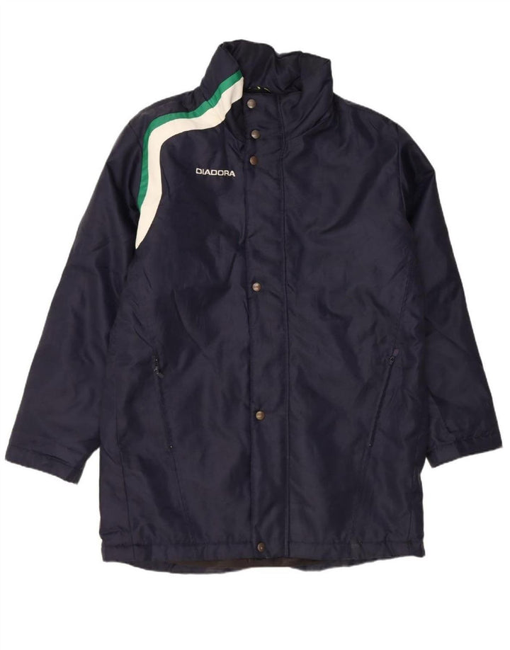 DIADORA Mens Windbreaker Coat UK 40 Large Navy Blue Colourblock Polyester Vintage Diadora and Second-Hand Diadora from Messina Hembry 