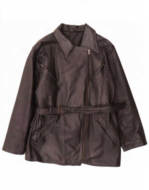 Canda Womens By C&A Leder Bikerjacke UK 12 Medium Schwarz