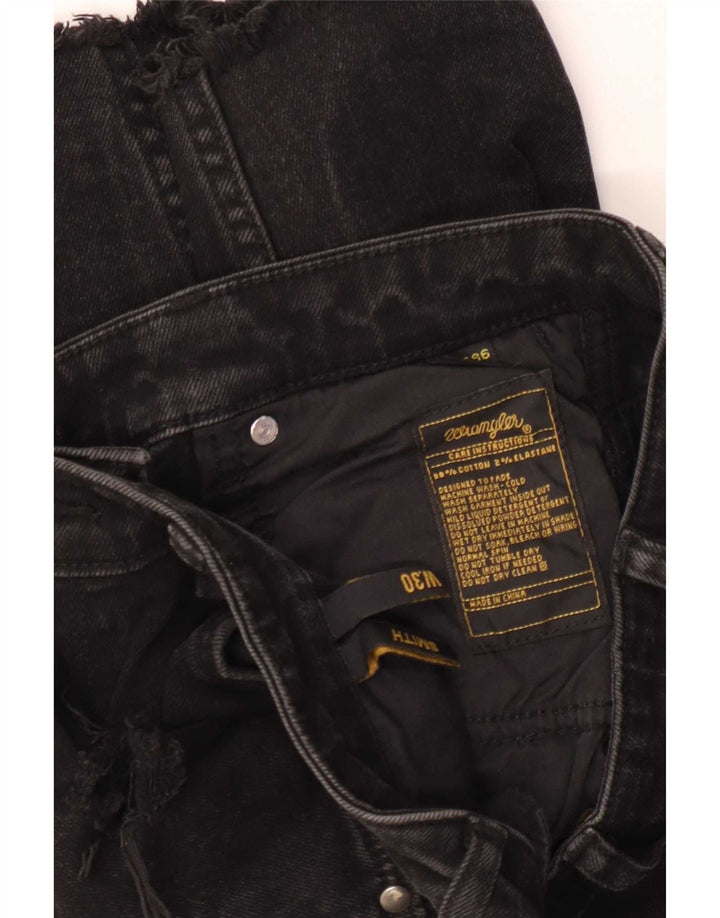Wrangler Damen Distressed Denim Shorts W30 Mittelschwarze Baumwolle