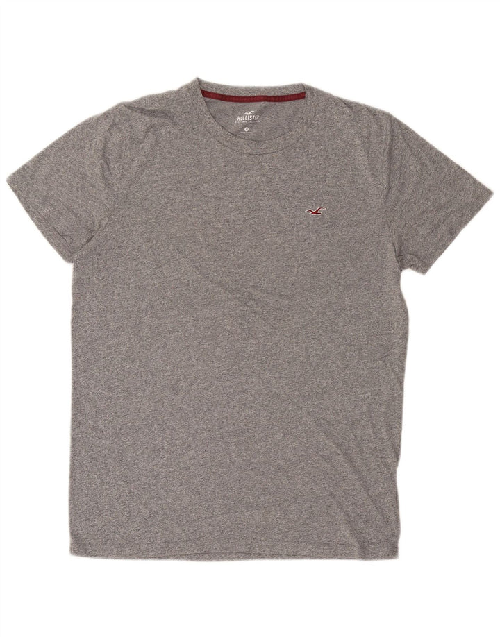 Hollister Herren-T-Shirt-Oberteil aus mittelgrau gefleckter Baumwolle