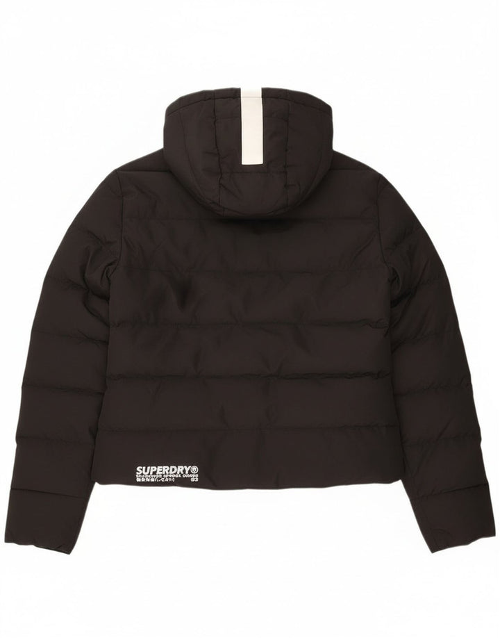 Superdry Damen Oversize Crop Hooded Wattierte Jacke UK 8 Small Schwarz