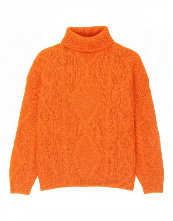 Vintage Damen Rollkragenpullover Pullover UK 16 Groß Orange