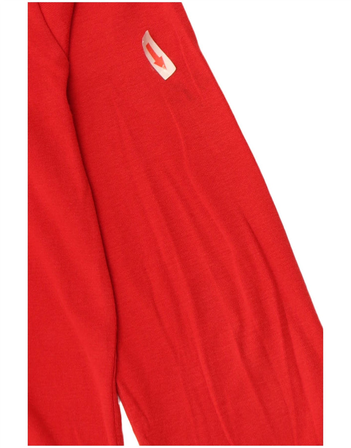 Benetton Damen Crop Top Langarm UK 14 Mittelrot