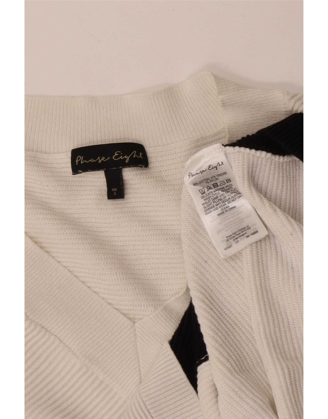 Phase Eight Damen-Pullover mit V-Ausschnitt, Gr. 10, Größe S, Weiß, Farbblock