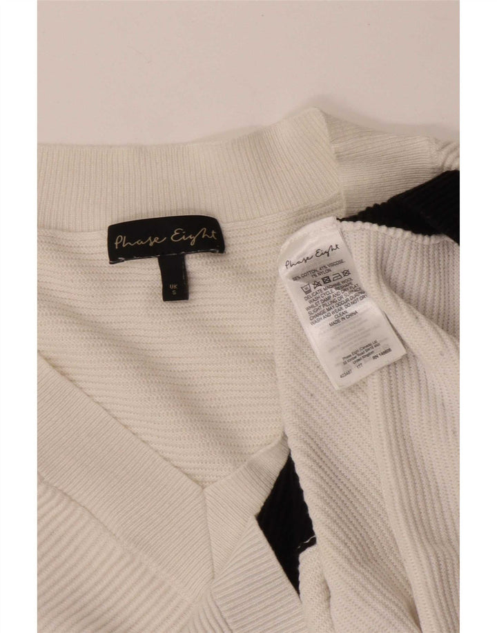 Phase Eight Damen-Pullover mit V-Ausschnitt, Gr. 10, Größe S, Weiß, Farbblock