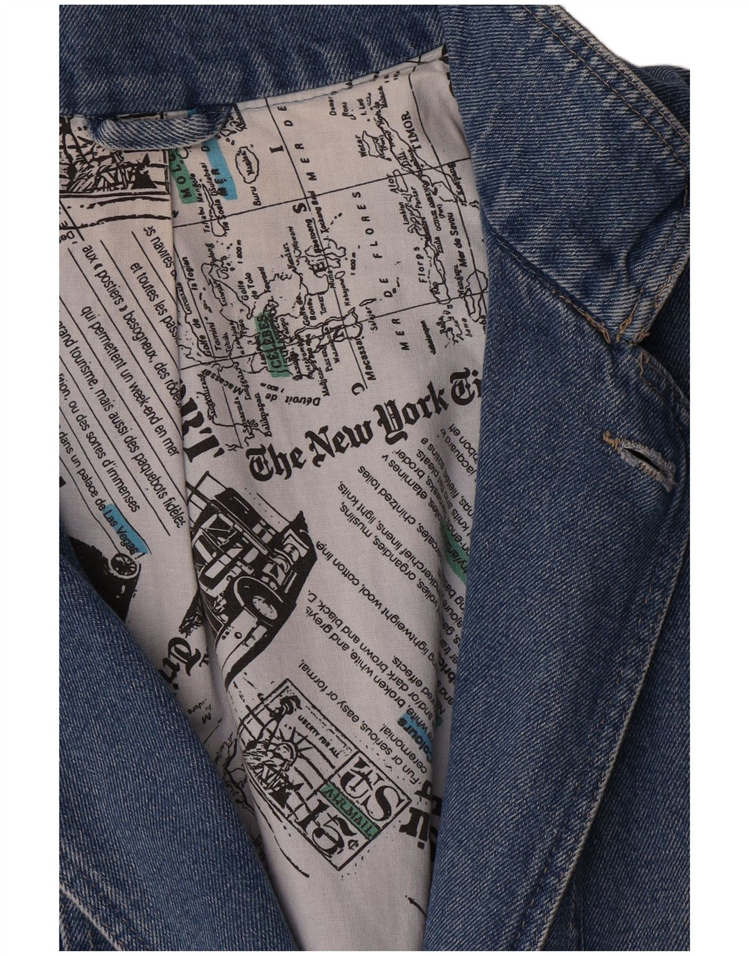 Vintage Damen Longline Zweireiher Blazer Jacke UK 16 Groß Blau