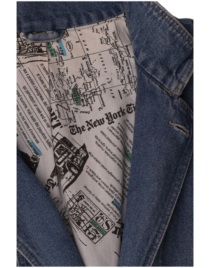 Vintage Damen Longline Zweireiher Blazer Jacke UK 16 Groß Blau