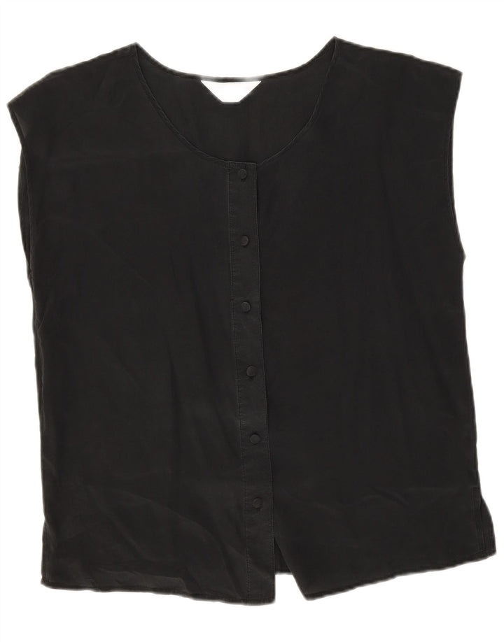Coocoon Damen-Hemdbluse, ärmellos, Größe 44, Schwarz, Seide