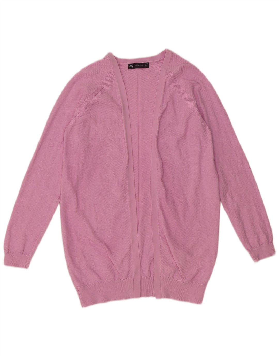 MARKS & SPENCER Offener Damen-Cardigan-Pullover UK 10 Small Pink Chevron
