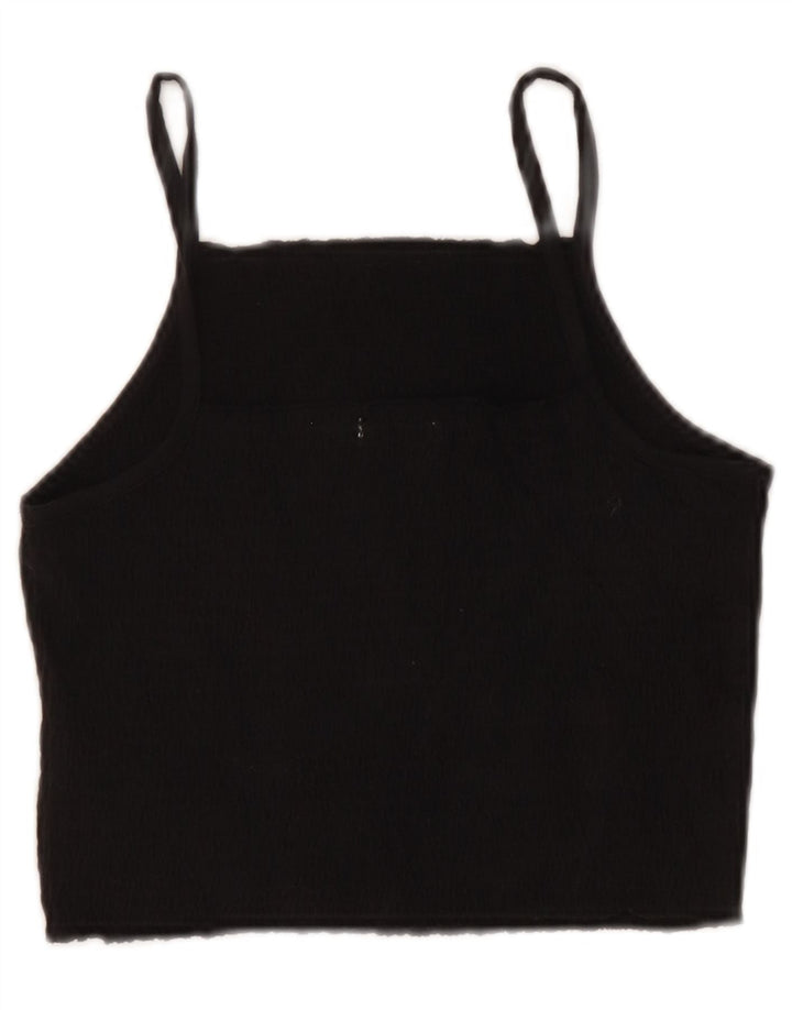 Zara Damen Crop Cami Top UK 12 Mittelschwarze Baumwolle