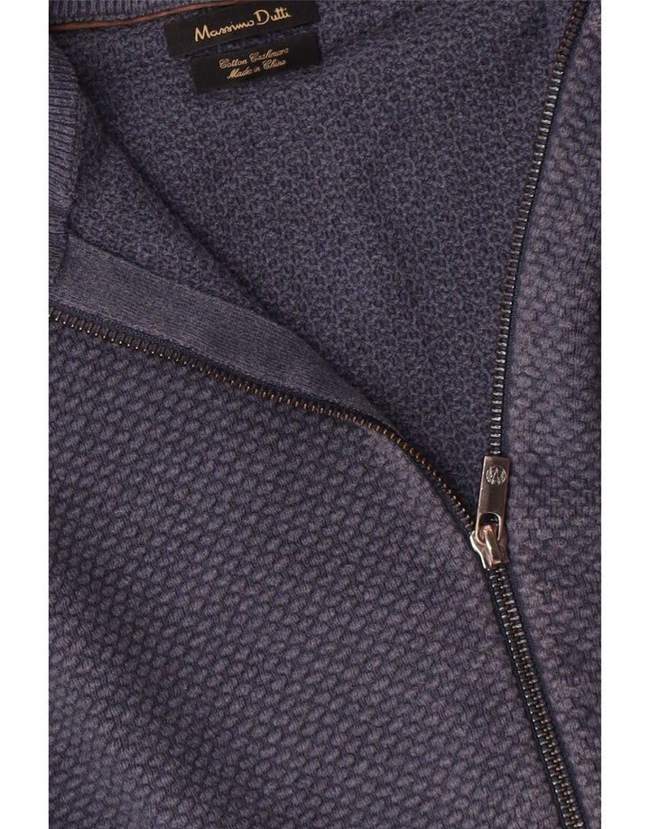 Massimo Dutti Herren-Cardigan mit durchgehendem Reißverschluss, Größe S, marineblaue Baumwolle