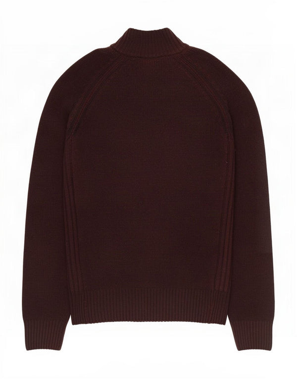 Timberland Mens Zip Neck Jumper Sweater Small Burgundy Lambswool