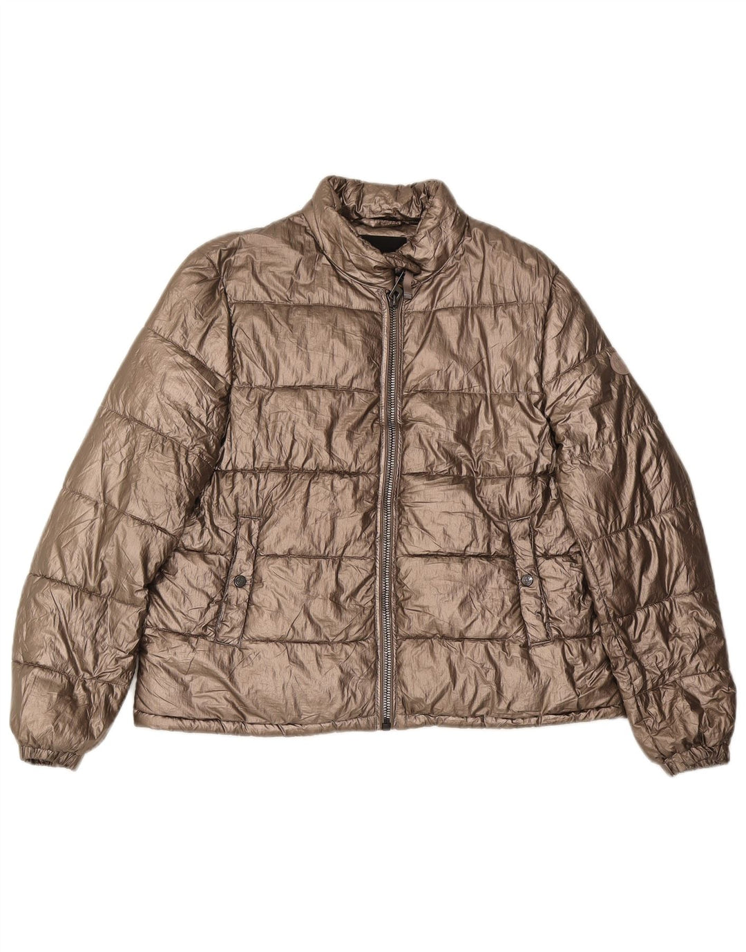 Massimo Dutti Damen Wattierte Jacke UK 14 Medium Gold Polyester