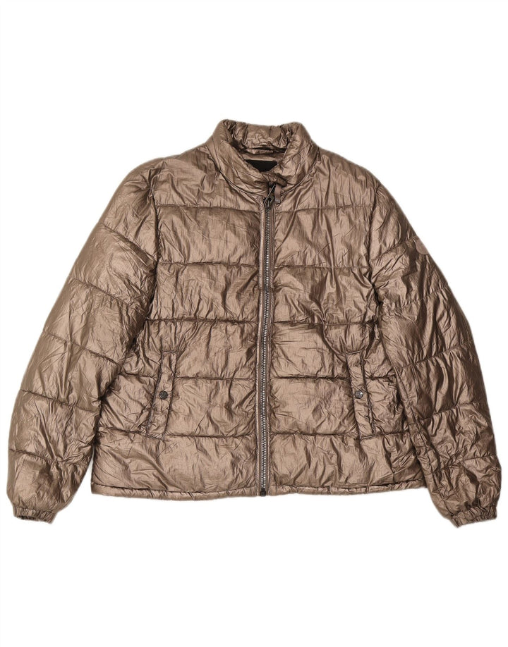 Massimo Dutti Damen Wattierte Jacke UK 14 Medium Gold Polyester