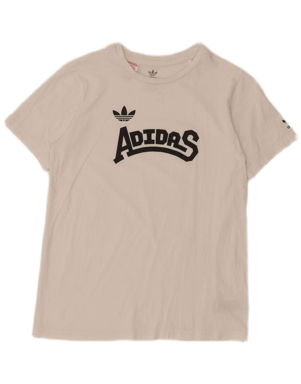 Adidas Jungen T-Shirt mit Grafik, 12–13 Jahre, weiße Baumwolle