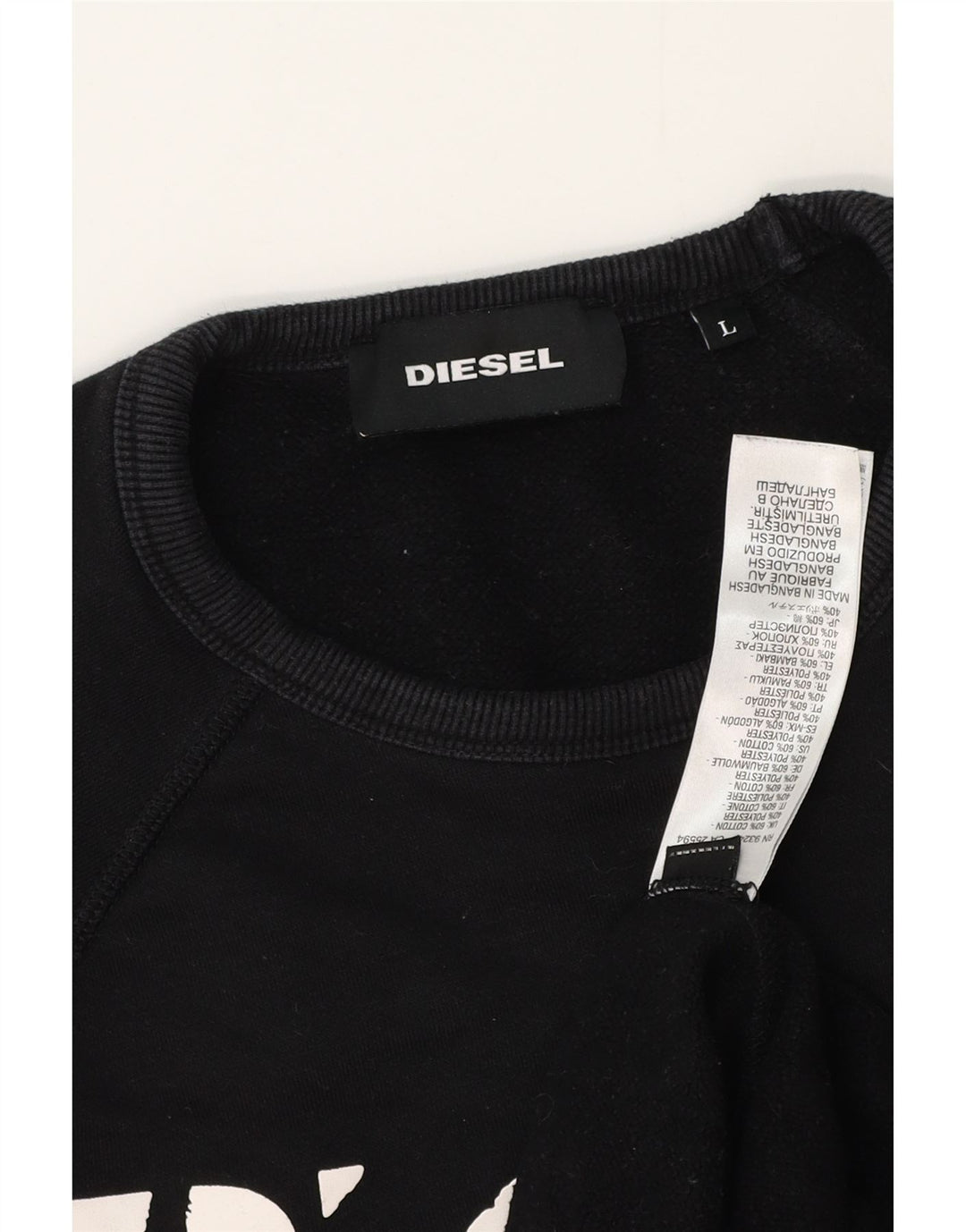 Diesel Herren-Sweatshirt mit Grafik, groß, aus schwarzer Baumwolle