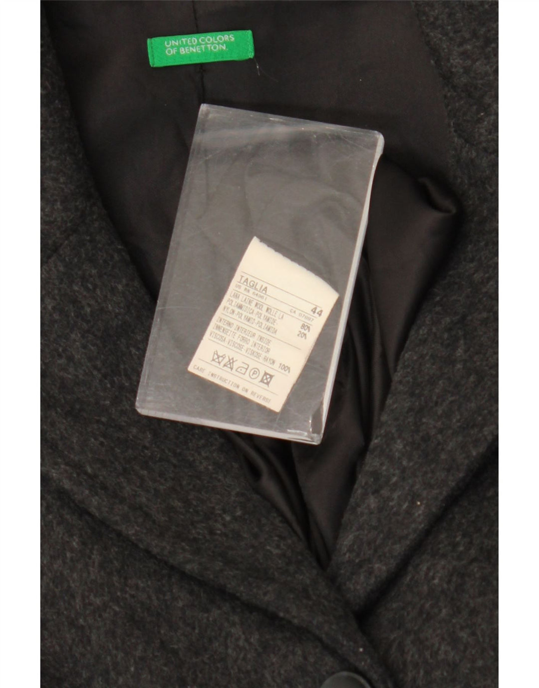Benetton Damen Mantel IT 44 Mittelgraue Wolle