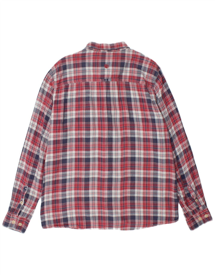 FAT FACE Herren-Flanellhemd XL, rot kariert, Baumwolle