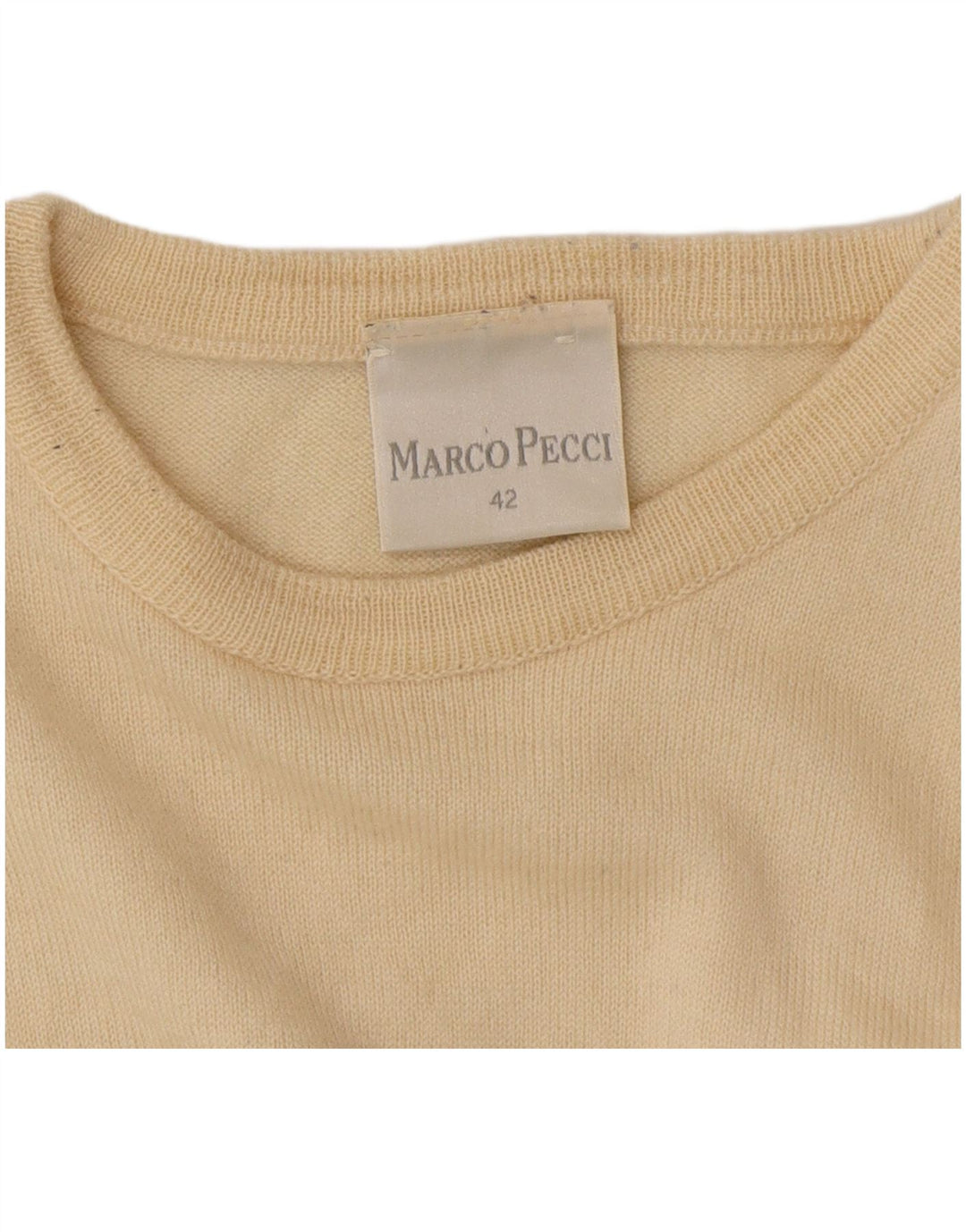 Marco Pecci Damen-Pullover mit U-Boot-Ausschnitt, EU 42, große beige Wolle
