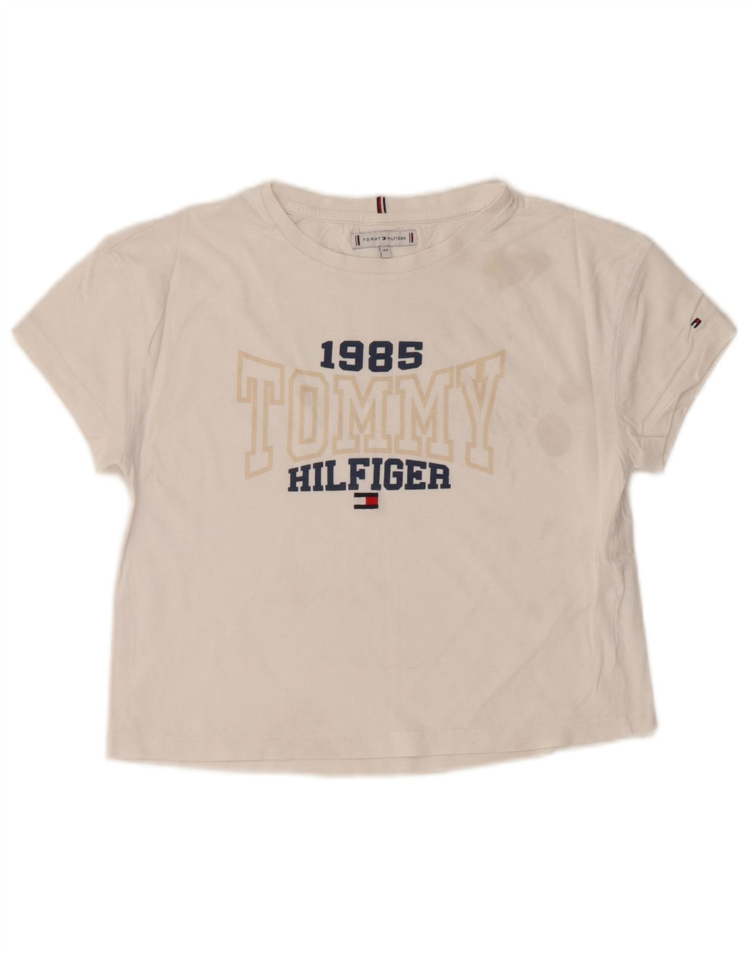 TOMMY HILFIGER Mädchen Crop Graphic T-Shirt Top 13–14 Jahre Weiß