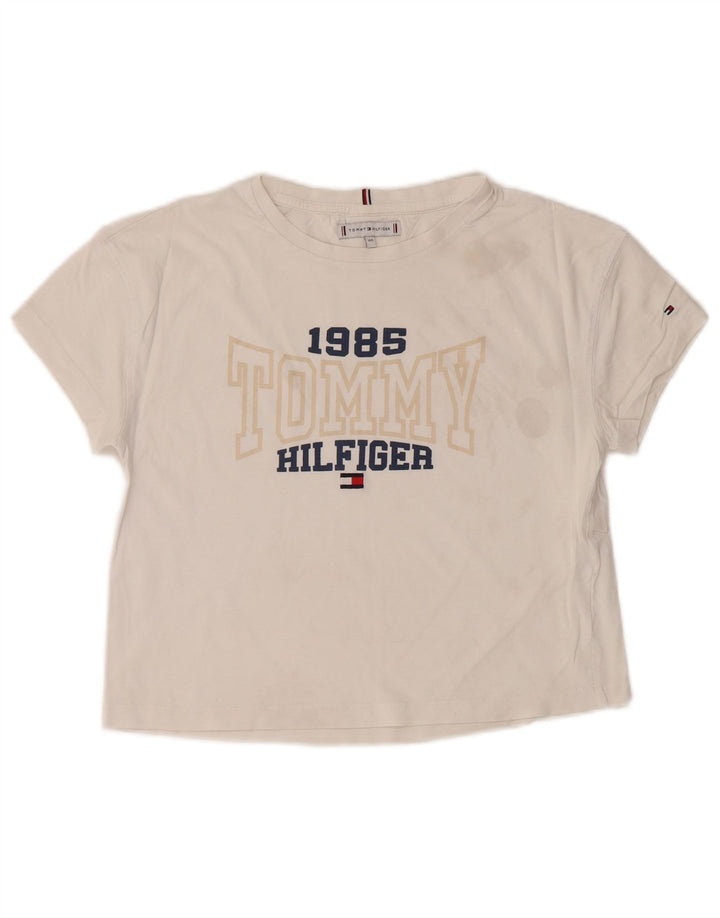 TOMMY HILFIGER Mädchen Crop Graphic T-Shirt Top 13–14 Jahre Weiß