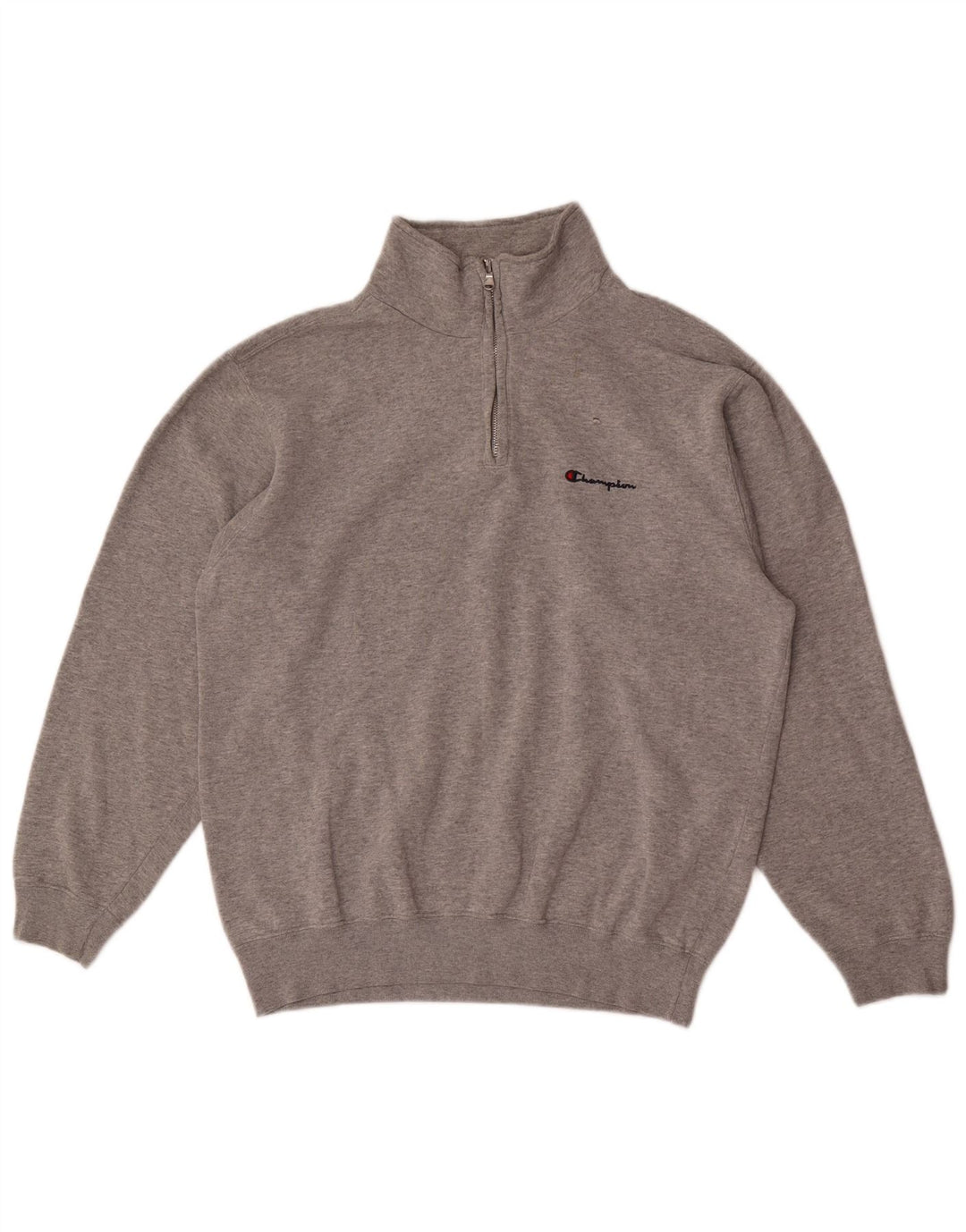Champion Herren-Sweatshirt mit Reißverschluss am Hals, mittelgrau gesprenkelte Baumwolle
