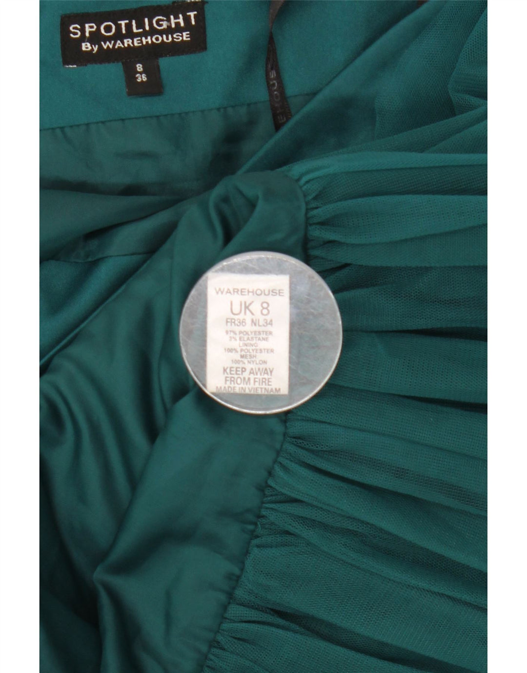 WAREHOUSE One-Shoulder-Kleid für Damen, Größe S, Grün, Polyester