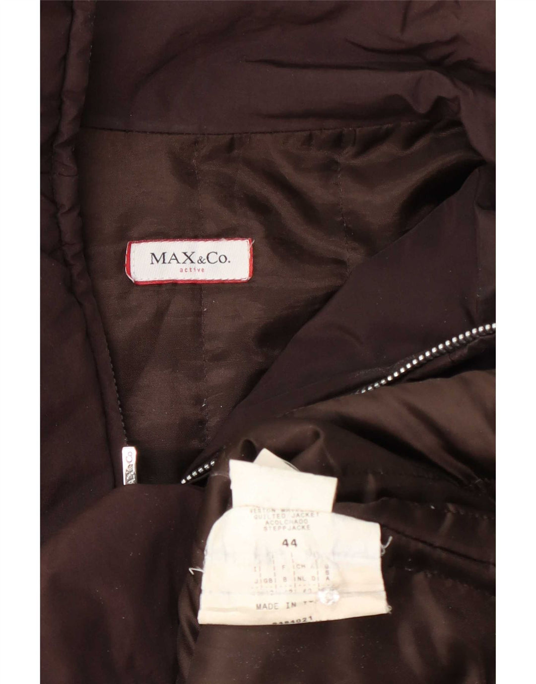Max & Co. Gepolsterte, gesteppte Skijacke für Damen, UK 12, Mittelbraun, Farbblock