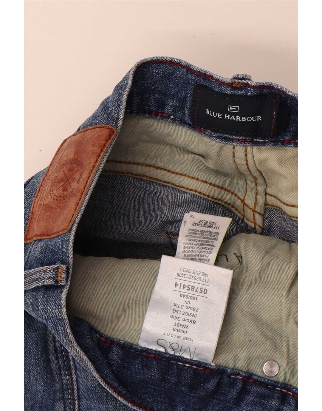 Marks & Spencer Herren Blue Harbor Straight Jeans W34 L31 Baumwolle
