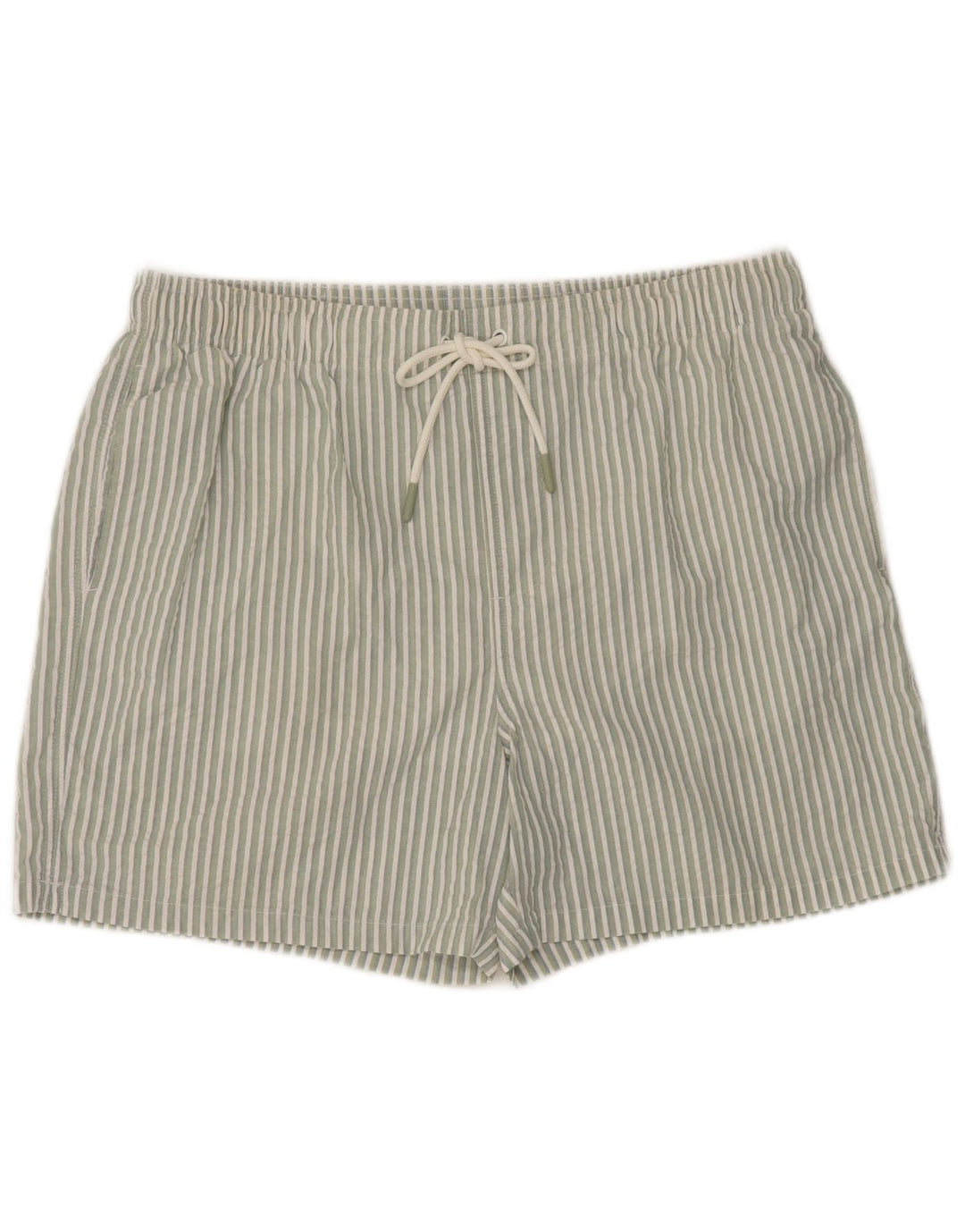 Marks & Spencer Herren-Badeshorts mit normaler Passform, Größe L, grün gestreift