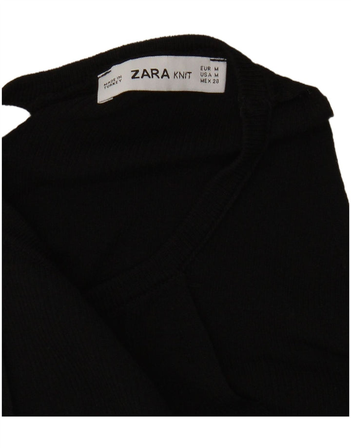 Zara Damen Crop Neckholder Top UK 12 Medium Schwarz