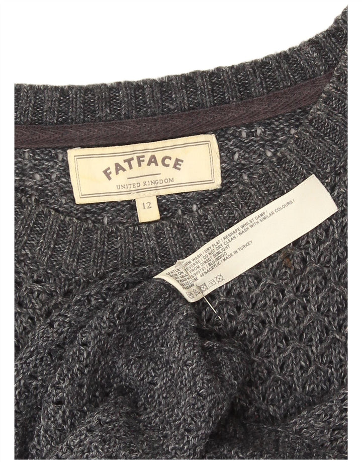 Fat Face Damen Longline-Pullover mit U-Boot-Ausschnitt, UK 12, Mittelgrau