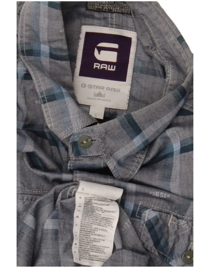 G-STAR Herrenhemd, groß, grau kariert, Baumwolle
