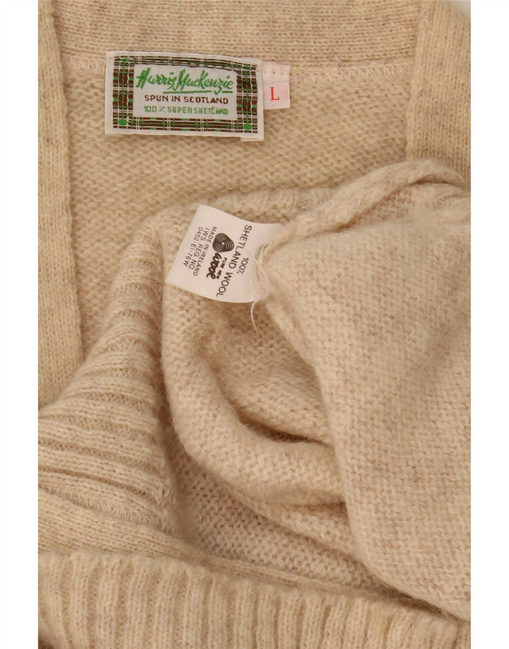Vintage Herren Cardigan Pullover Große Beige Wolle