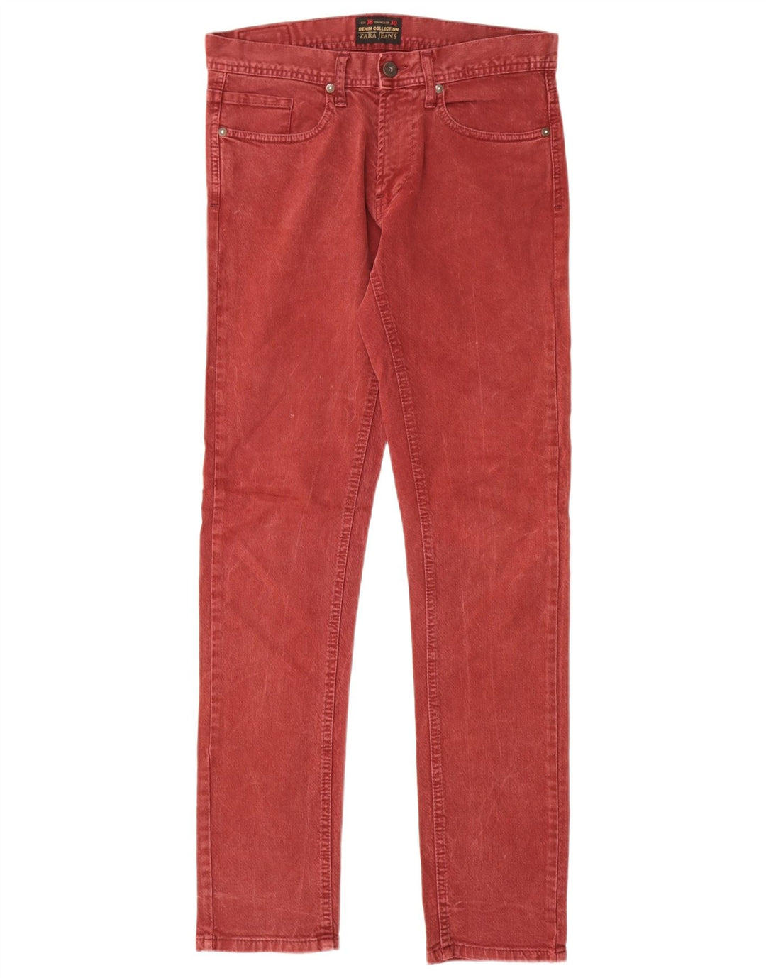 Zara Herren Slim Jeans EU 38 Small W30 L30 Rote Baumwolle
