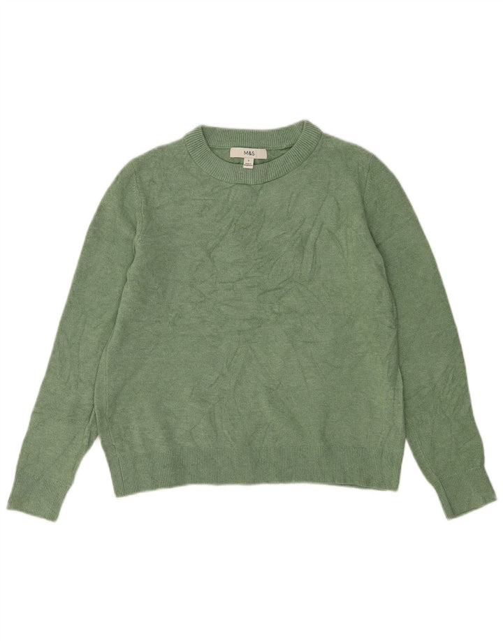 Marks & Spencer Damen-Pullover mit Rundhalsausschnitt, Gr. 10, Größe S, Grün, Polyester